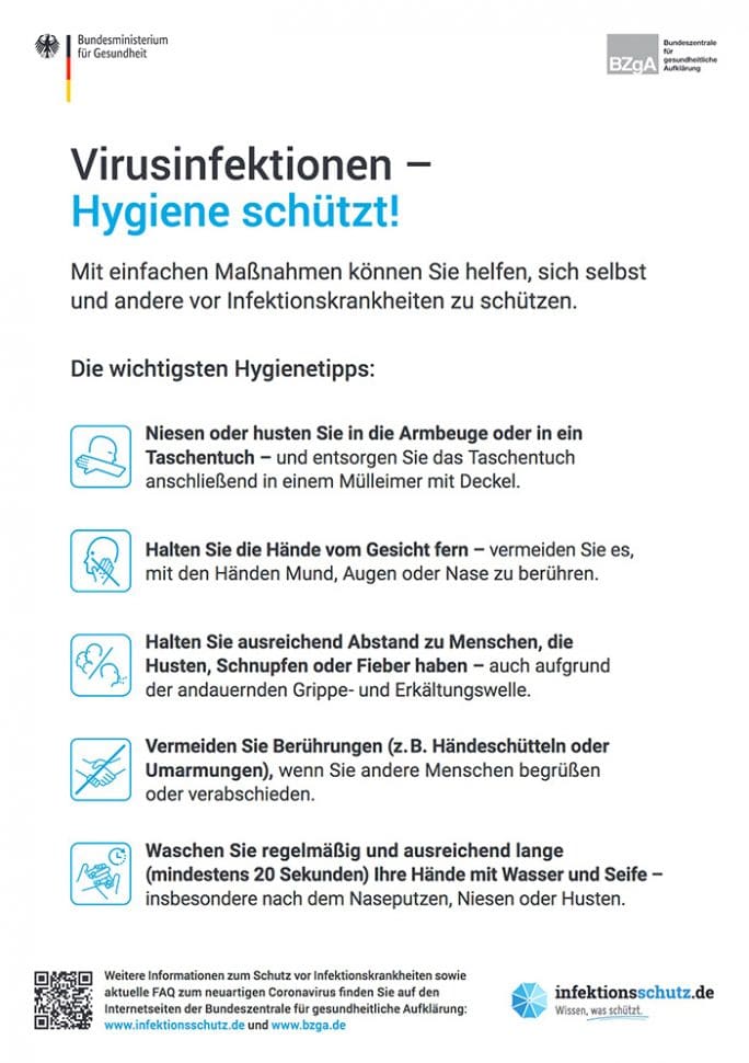 Covid 19 Schutzmassnahmen - Bundesministerium - Virusinfektion - Hygiene schützt